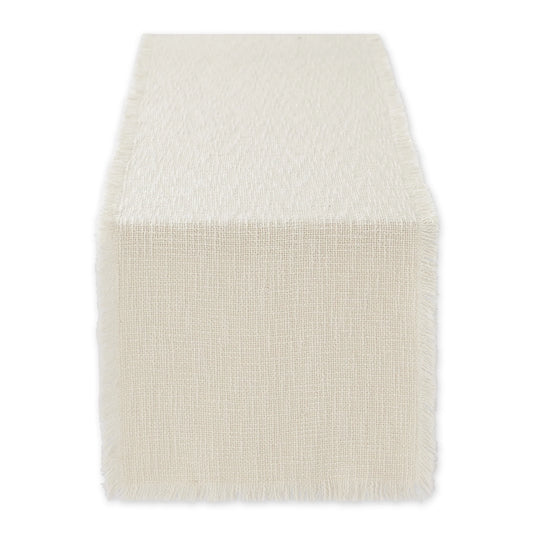 Cotton Runner - Cream Sugar Basket Fringe Ribbed