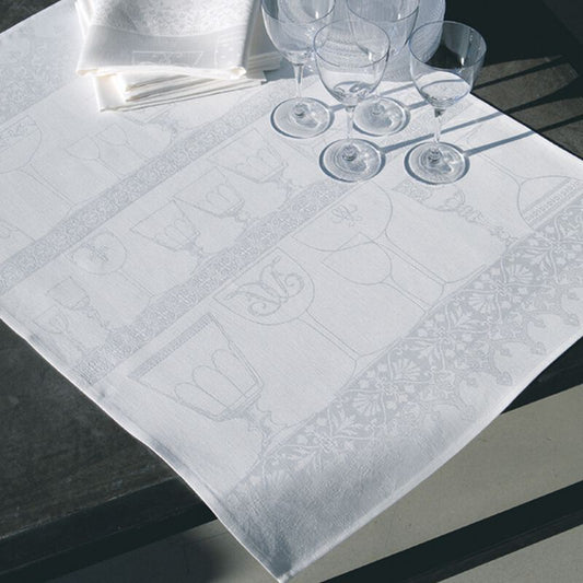 Le Jacquard Français Linen Tea Towel "Cristal" White