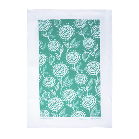 Rain Goose Linen Tea Towel "Dahlia" Teal