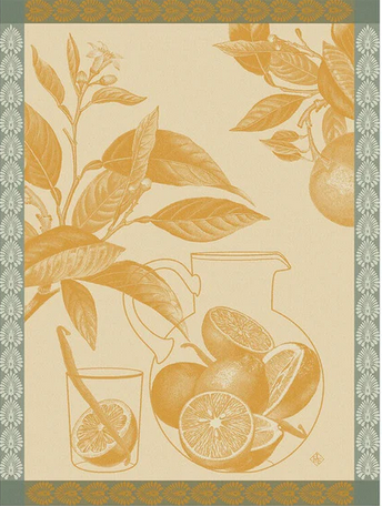 Le Jacquard Francais Tea Towel "Eaux d'Agrumes" Mandarin Orange