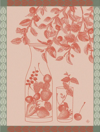 Le Jacquard Francais Tea Towel "Eaux de Fruits Rouge" Cherry Red