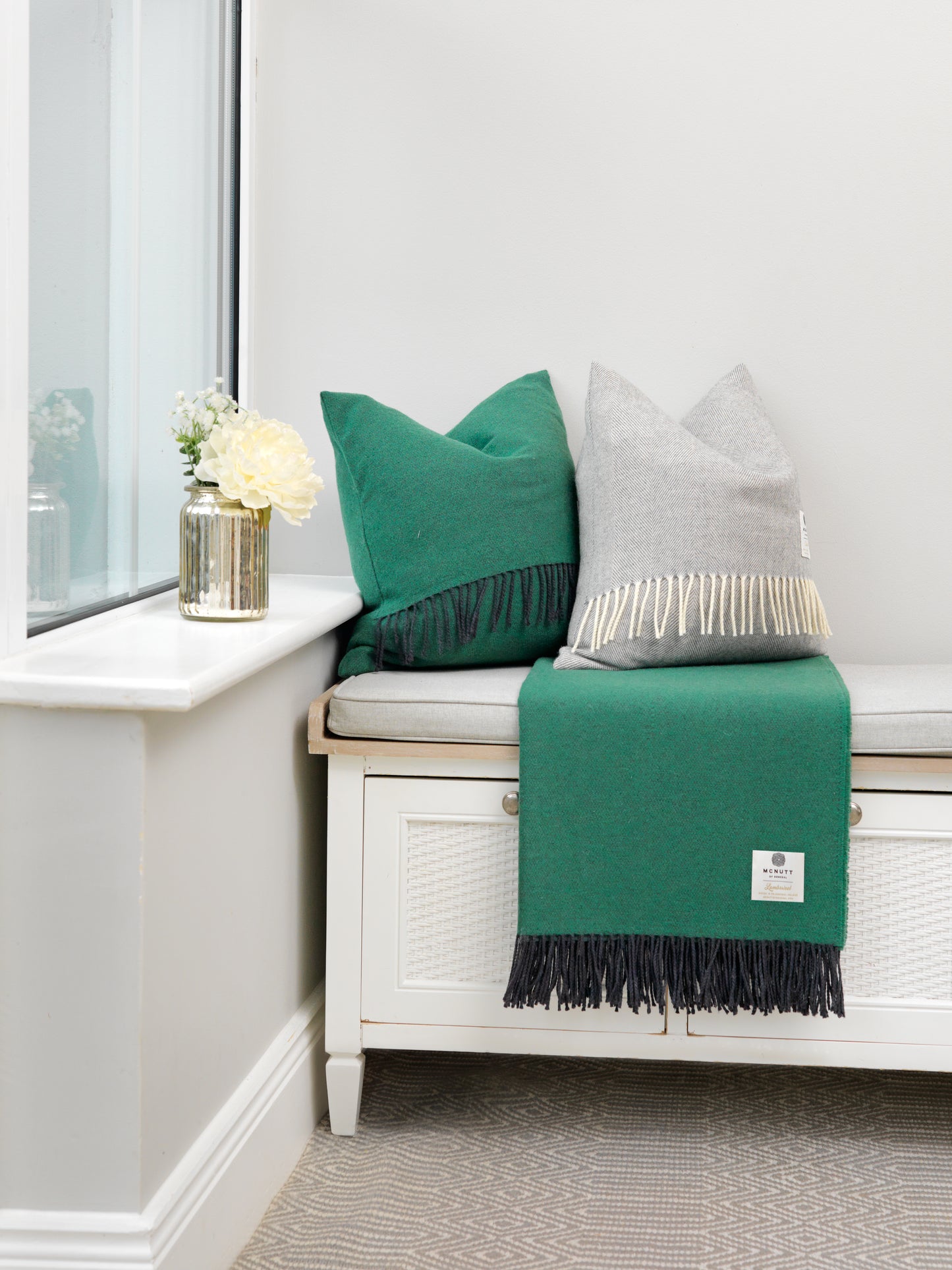 McNutt Supersoft Merino Lambswool Throw "Emerald Reversible"