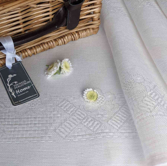 Irish Linen Tablecloth - Michaelmas Daisy (formerly called Etamine) (Natural)