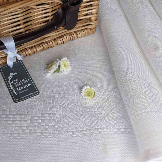Irish Linen Tablecloth - Etamine (White)