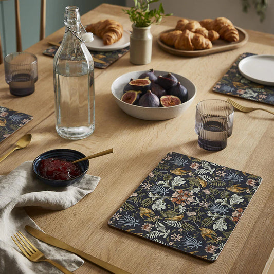 Cork-Backed Placemats "Finch & Flower"