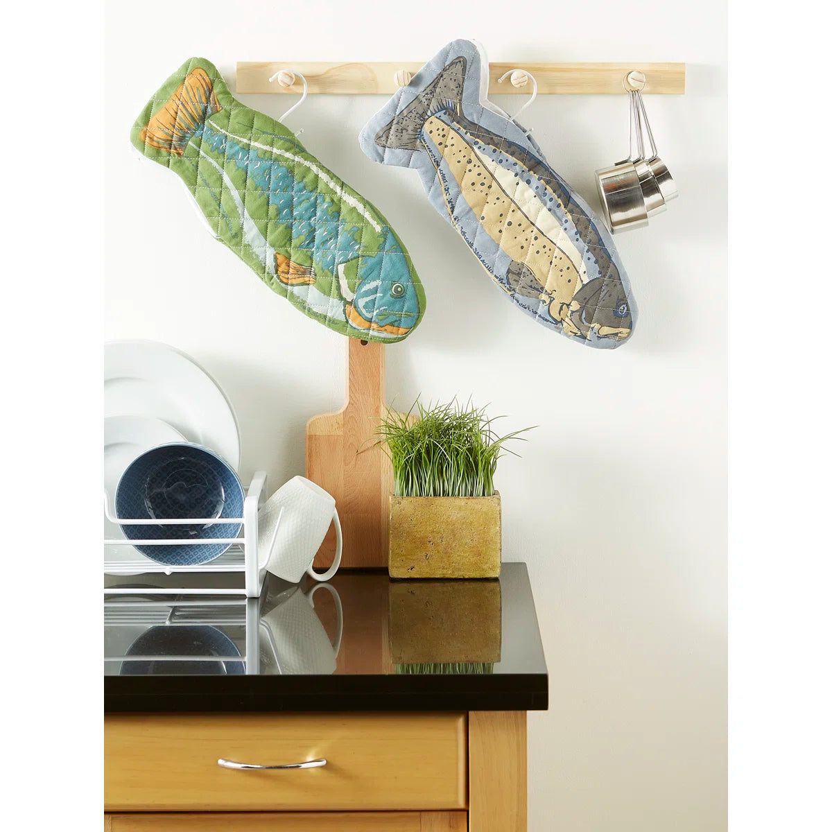 Oven Mitt "Fish" - Green