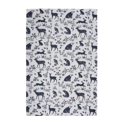 Tea Towel "Forest Friends" - White/Navy