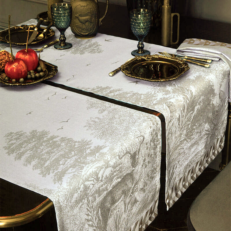Le Jacquard Francais Table Runner "Foret Enchantee" Blue