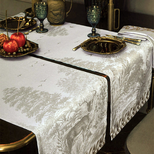 Le Jacquard Francais Table Runner "Foret Enchantee" Blue