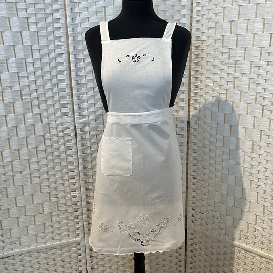 Traditional Full White Apron "Lucille"