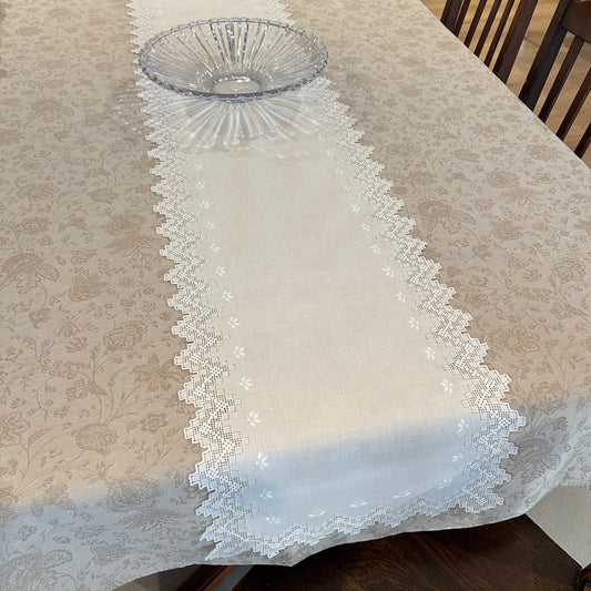 Linen/Cotton Embroidered Runners - "Glacier"