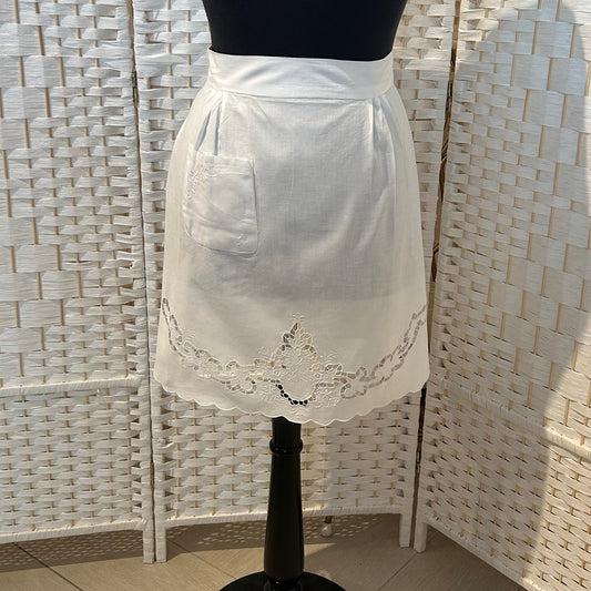 Traditional Half White Apron "Ethel"