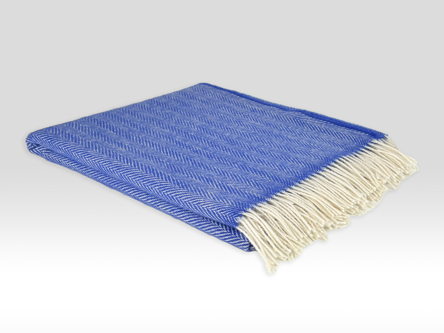 McNutt Merino Wool Throw "Heritage Bluebell Herringbone"