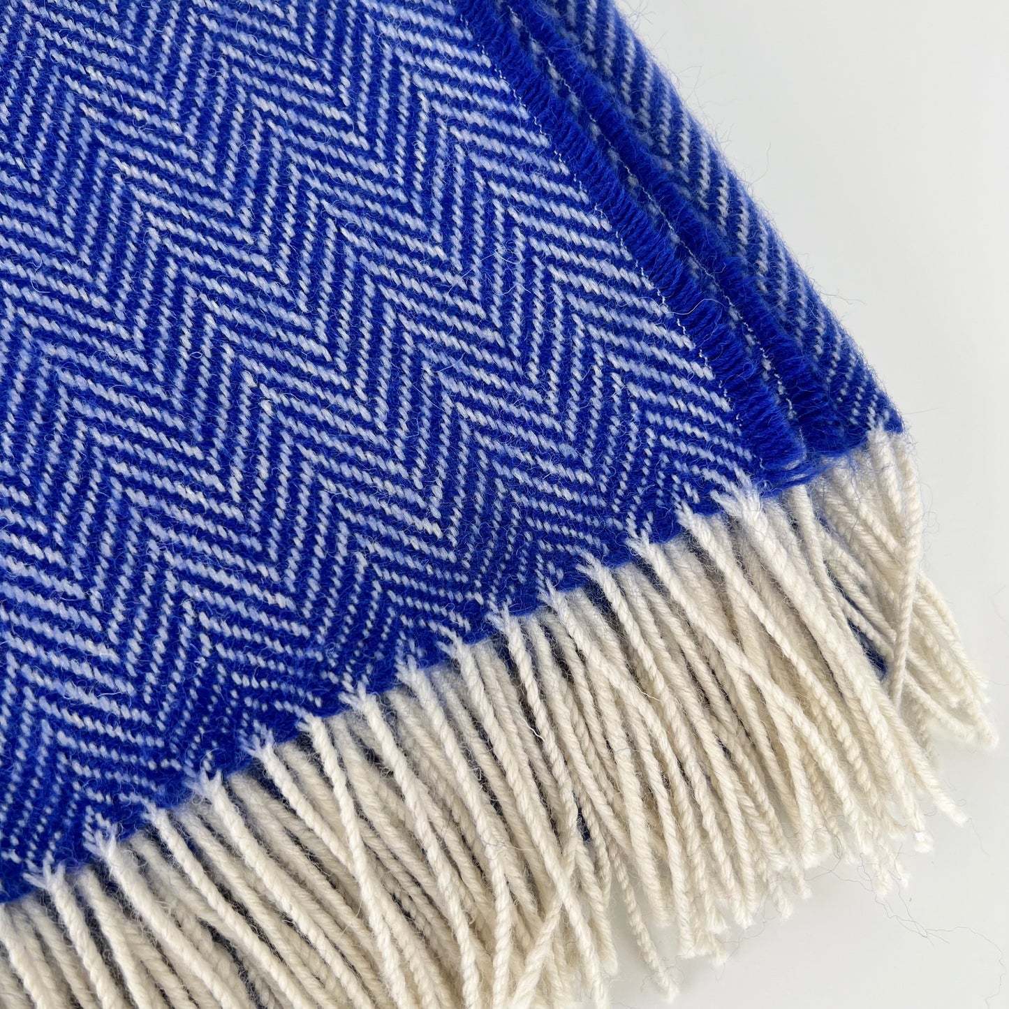 McNutt Merino Wool Throw "Heritage Bluebell Herringbone"