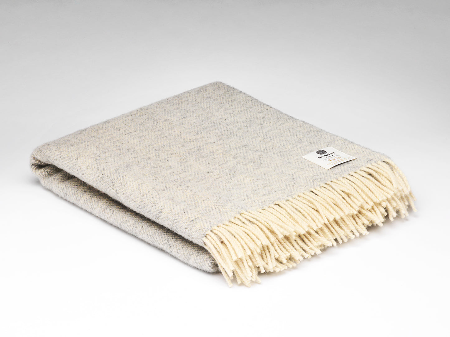 McNutt Merino Wool Throw "Heritage Grey Cloud Herringbone"