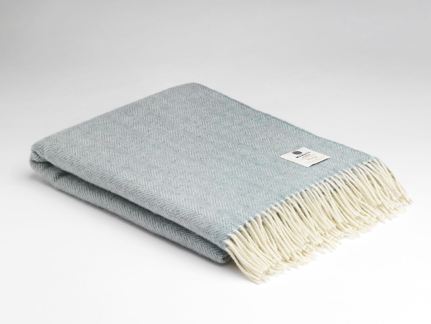 McNutt Merino Wool Throw "Heritage Sea Green Herringbone"