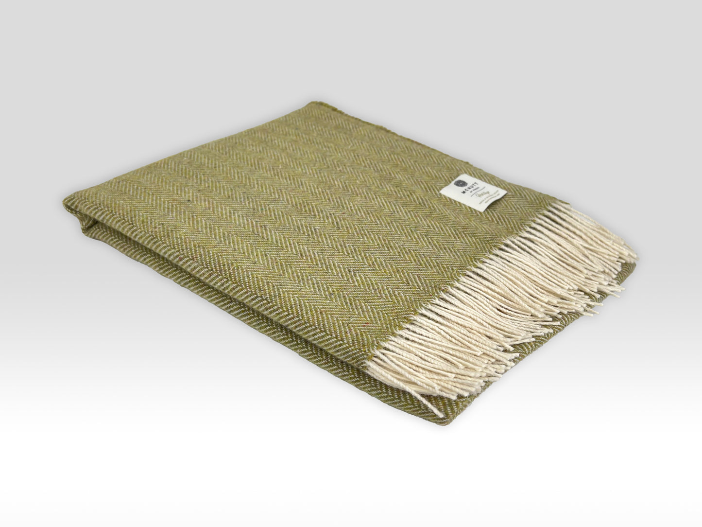 McNutt Merino Wool Throw "Heritage Spring Green Herringbone"