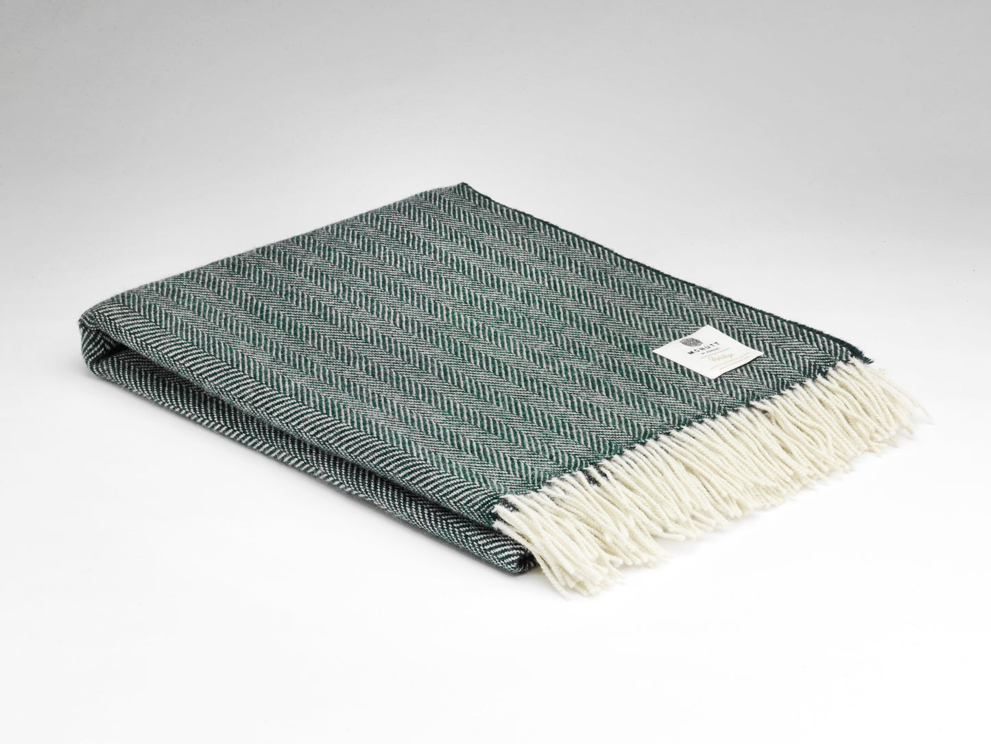 McNutt Merino Wool Throw "Heritage Spruce Green Herringbone"