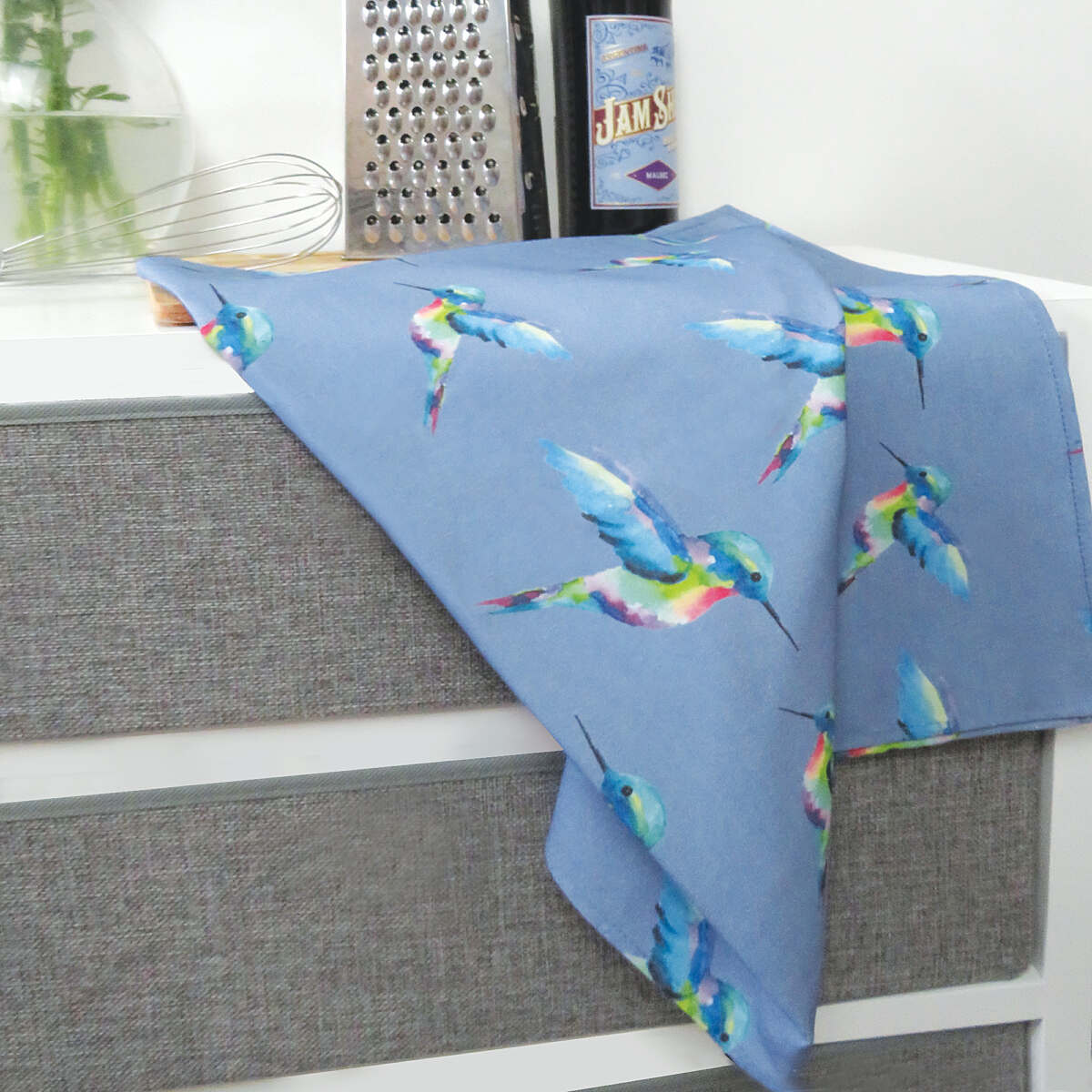 Tea Towel "Hummingbirds - Blue"