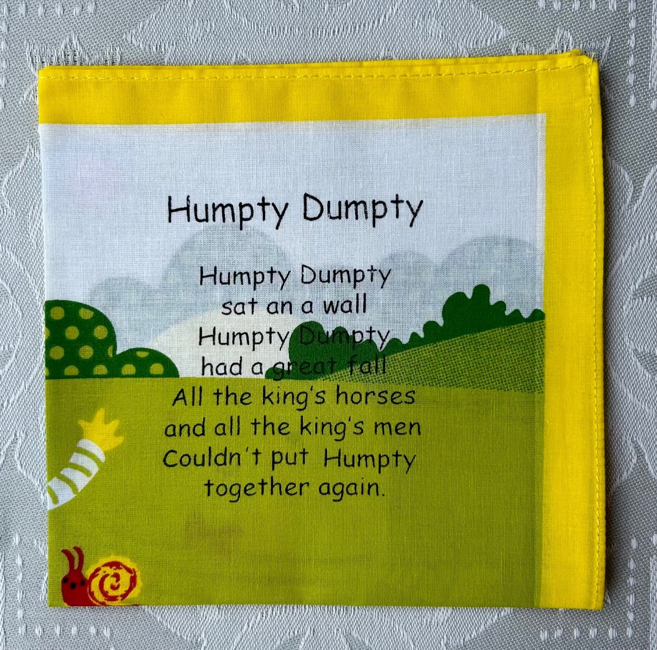 Children's Cotton Nursery Rhyme Handkerchief - Humpty Dumpty