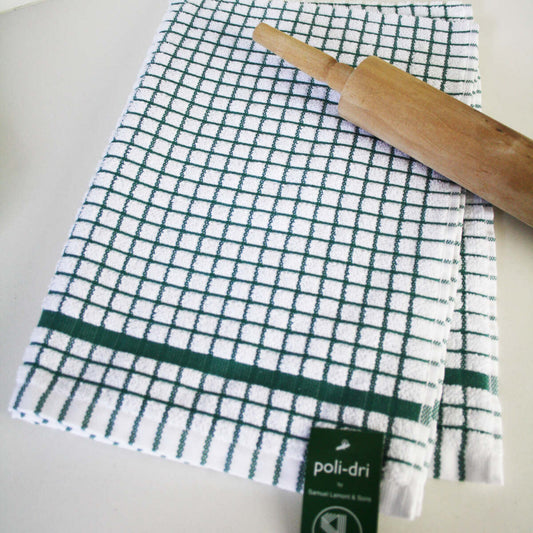 Poli-Dri 100% Cotton Tea Towel "Hunter Green Stripe"