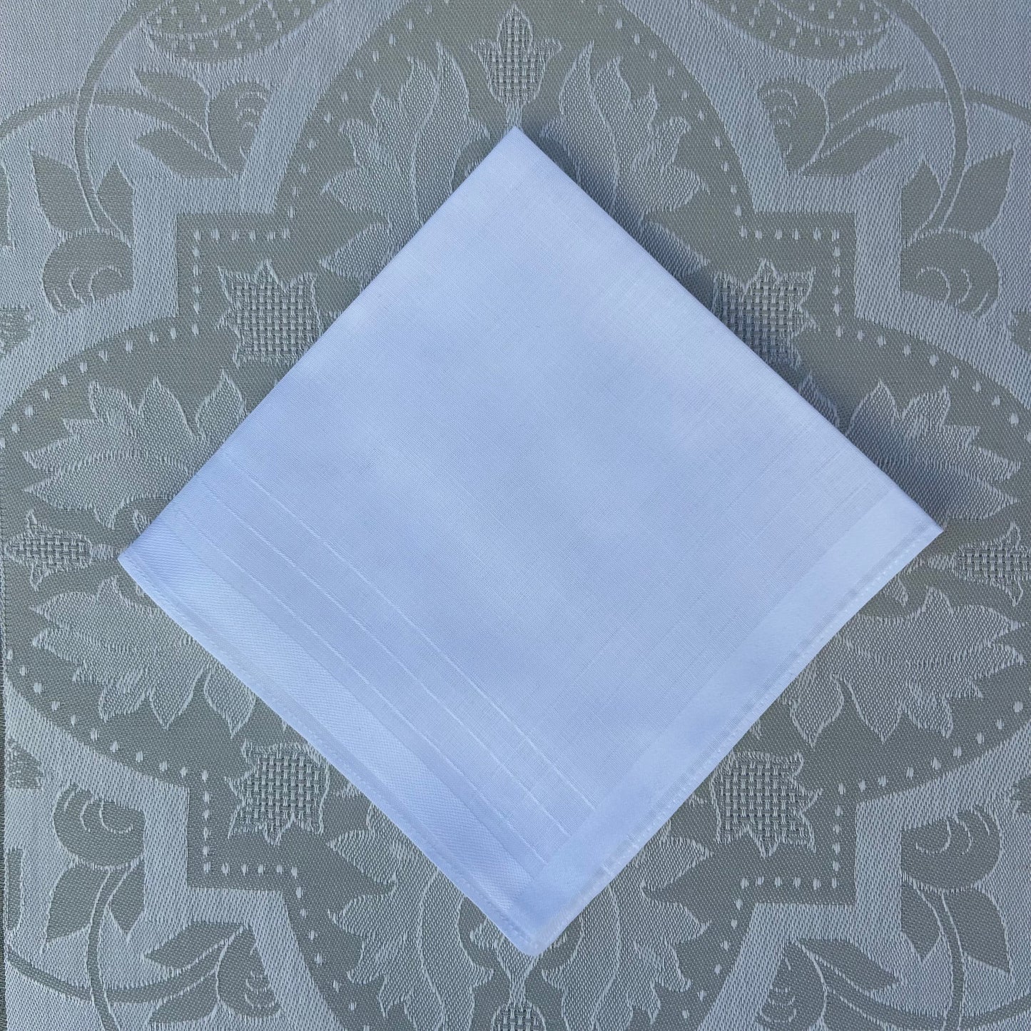 Handkerchief Ladies - Cotton Plain White Satin Border