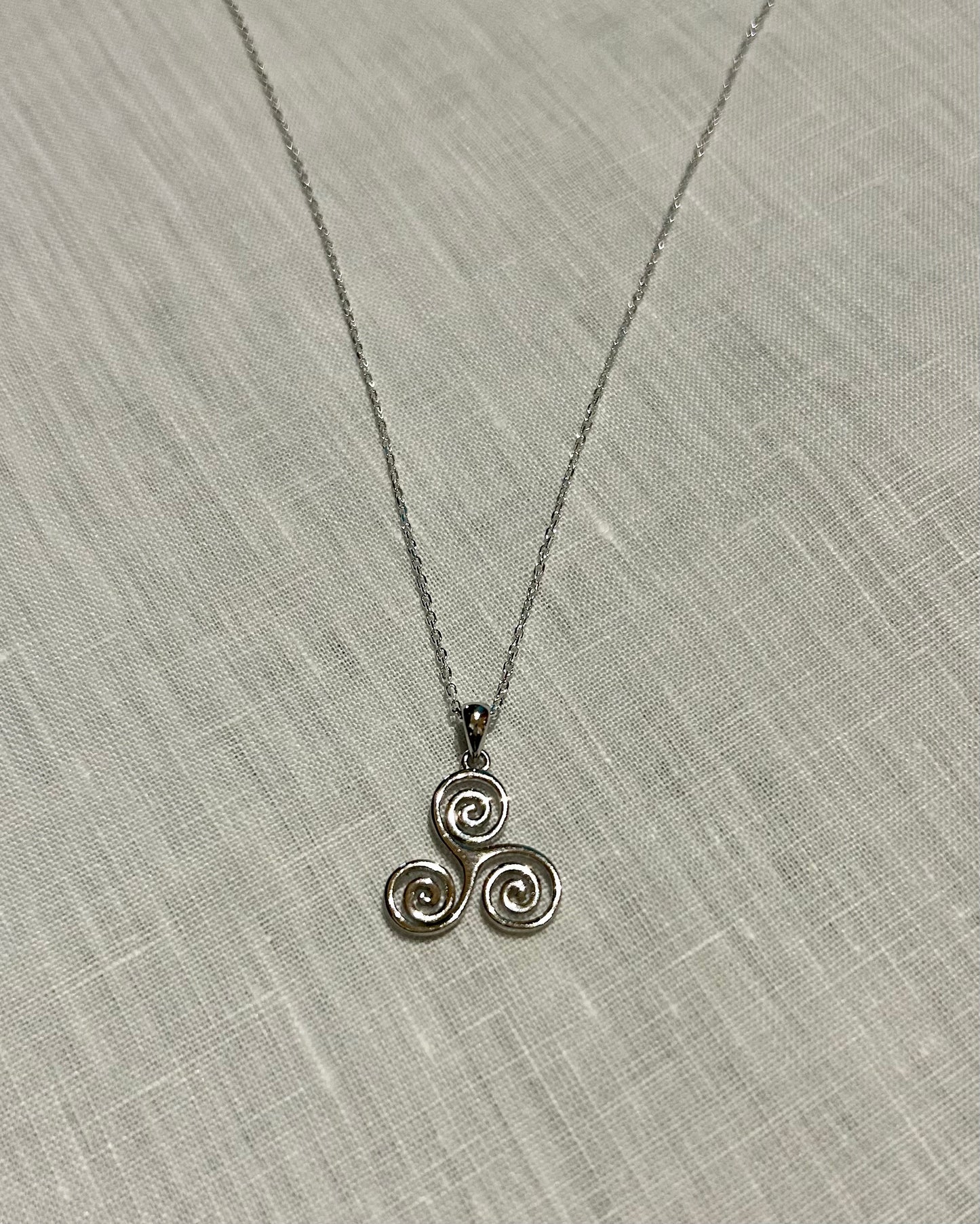 Sterling Silver Celtic Pendant Necklace: Celtic Triple Spiral (Design B)