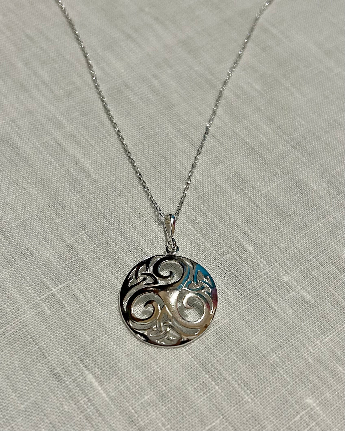 Sterling Silver Celtic Pendant Necklace Celtic Triple Spiral with Tri