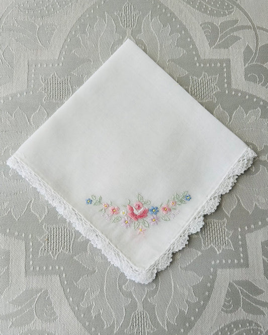 Handkerchief Ladies - Floral with Lace Border