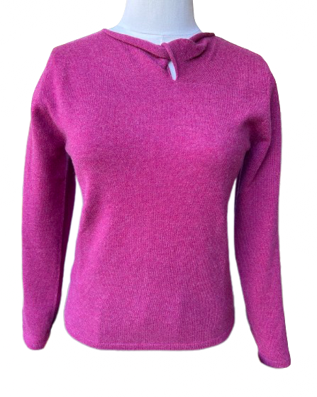 Cashmere Sweater: Twisted Neckline Loganberry