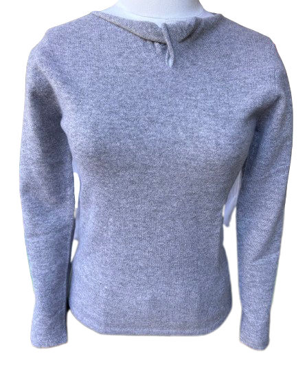 Cashmere Sweater: Twisted Neckline Silver
