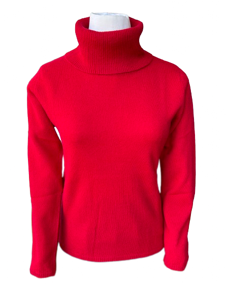 Cashmere Sweater: Roll Neck Red
