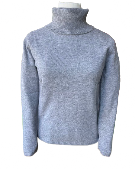 Cashmere Sweater: Roll Neck Silver