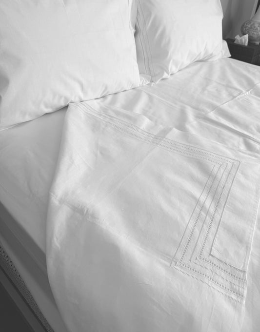Vintage Luxury Linen Flat Sheet (Single Sheet) - White