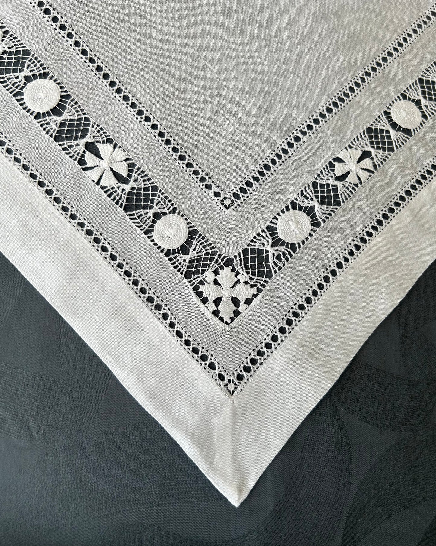 100% Linen Drawn Thread Runners - White