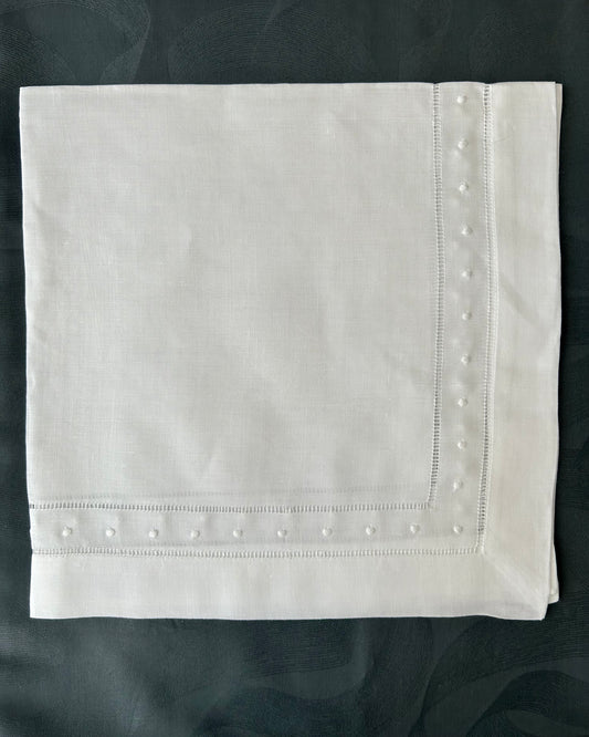 100% Linen Swiss Dot Napkins - White