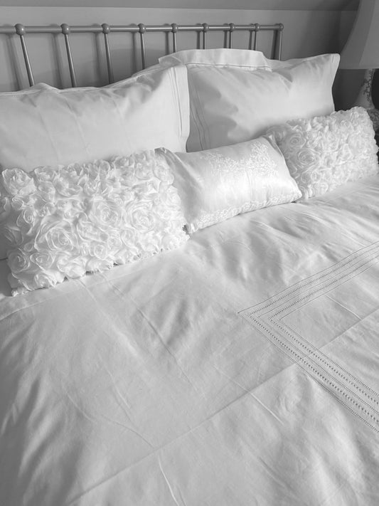 Vintage Luxury Linen Pillow Shams - White