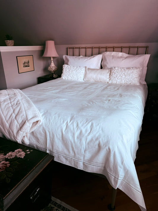 Vintage Luxury Linen Duvet Cover - White