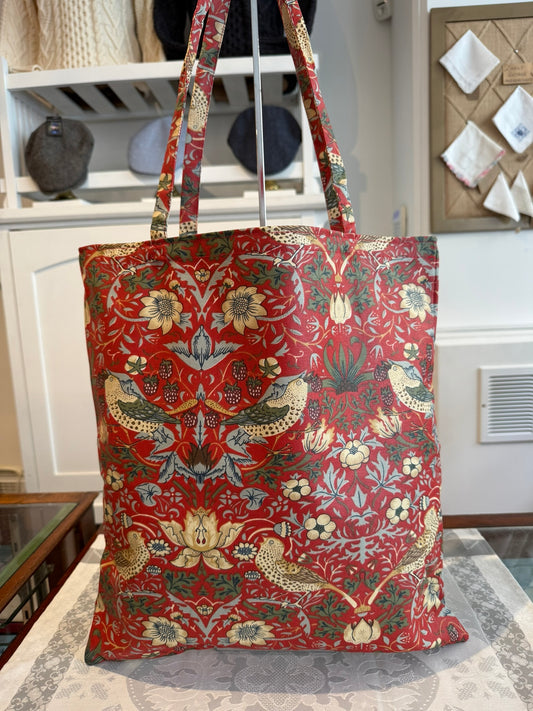 Tote Bag (Coated Cotton) William Morris "Strawberry Thief" Red