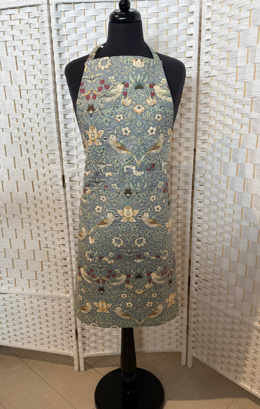 Apron (Cotton) "William Morris Strawberry Thief" Blue