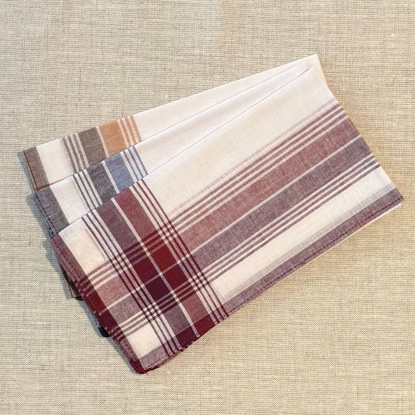 Handkerchief Men's - White Centres Woven Borders