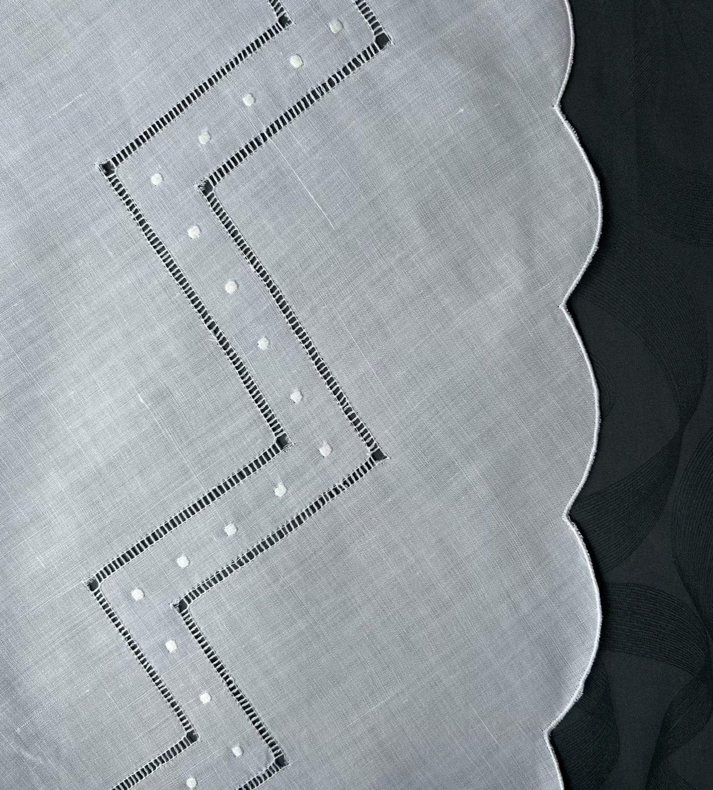 100% Linen Swiss Dot Tablecloth - White