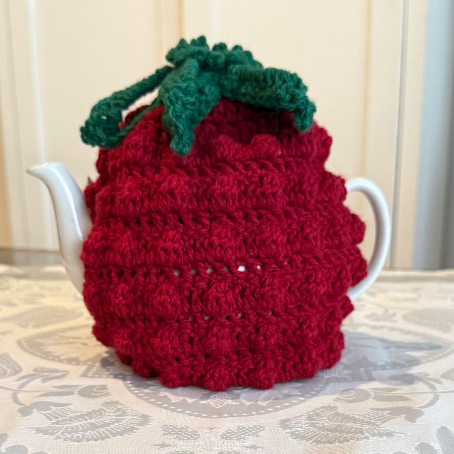 Hand Knit Irish Tea Cosy - "Raspberry"