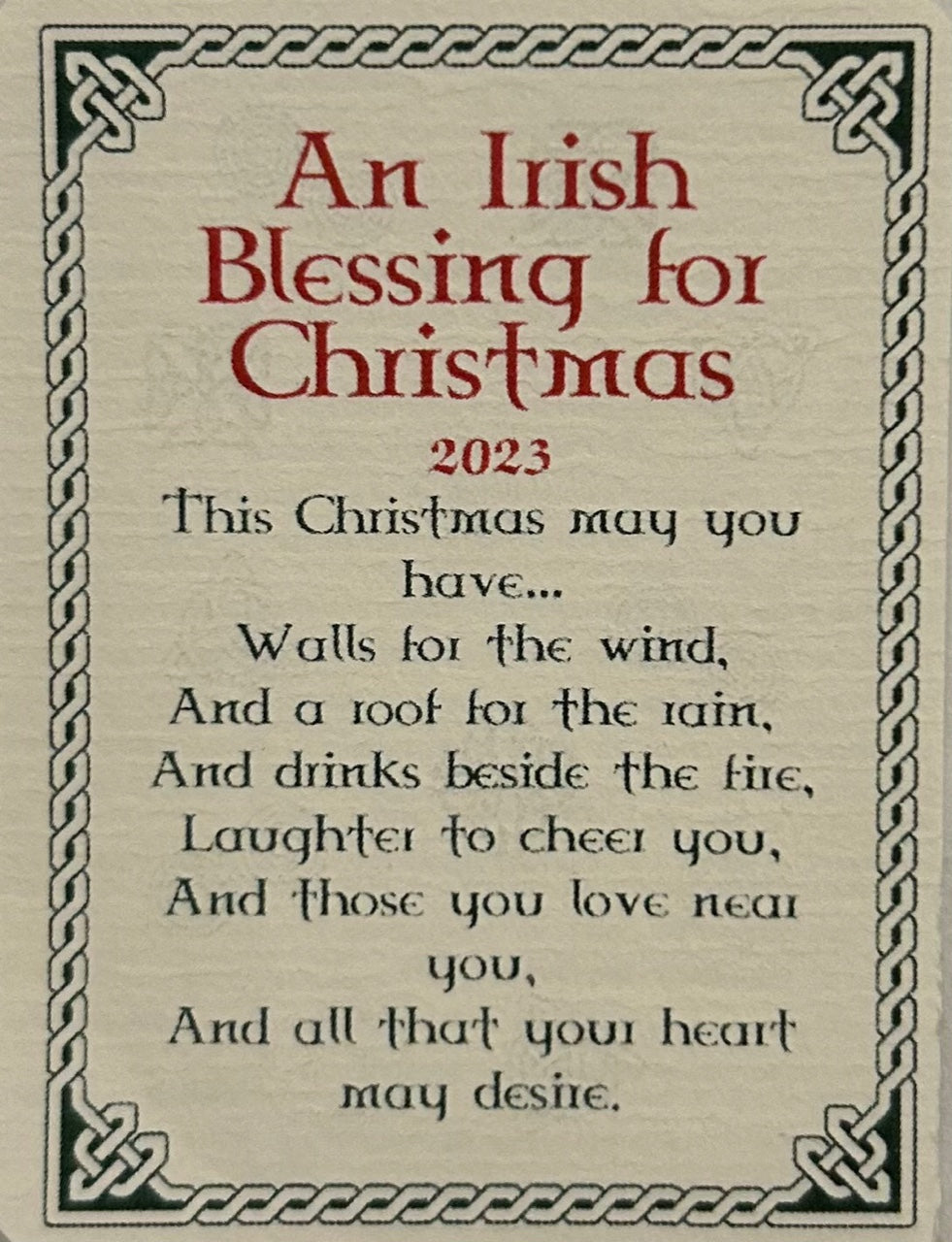 Handmade Holiday Tree Ornament: Irish Christmas Blessing