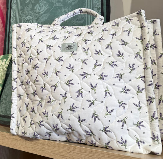 Cotton Tote - "Lavandine" Quilted Matelasse