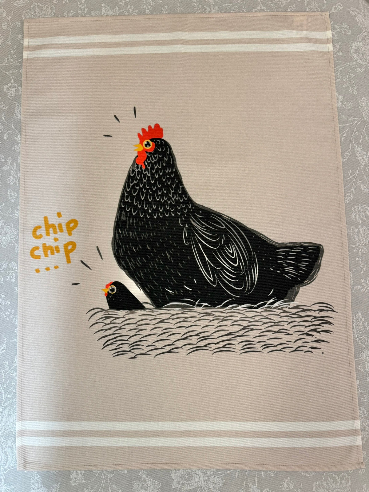 Cotton Tea Towel: French Chicken "Chip Chip"