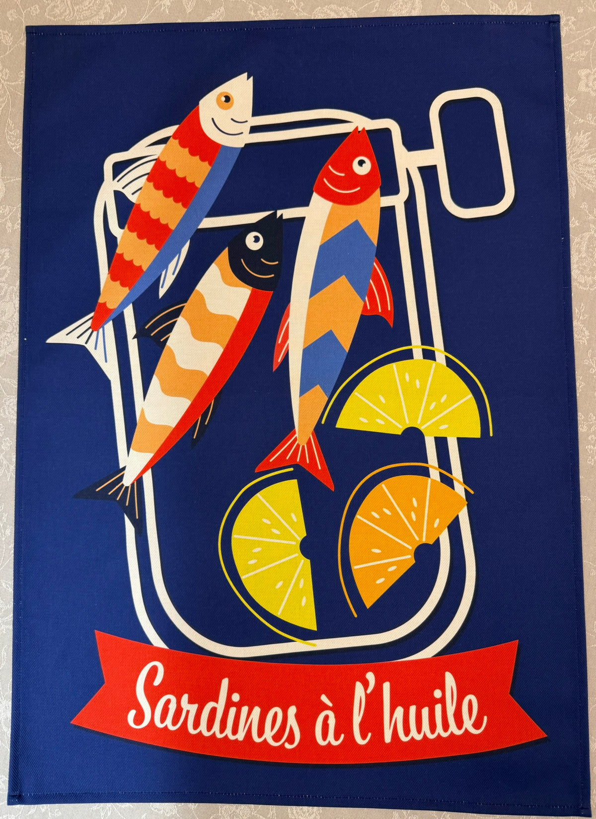 Cotton Tea Towel: "Sardines à l'Huile"