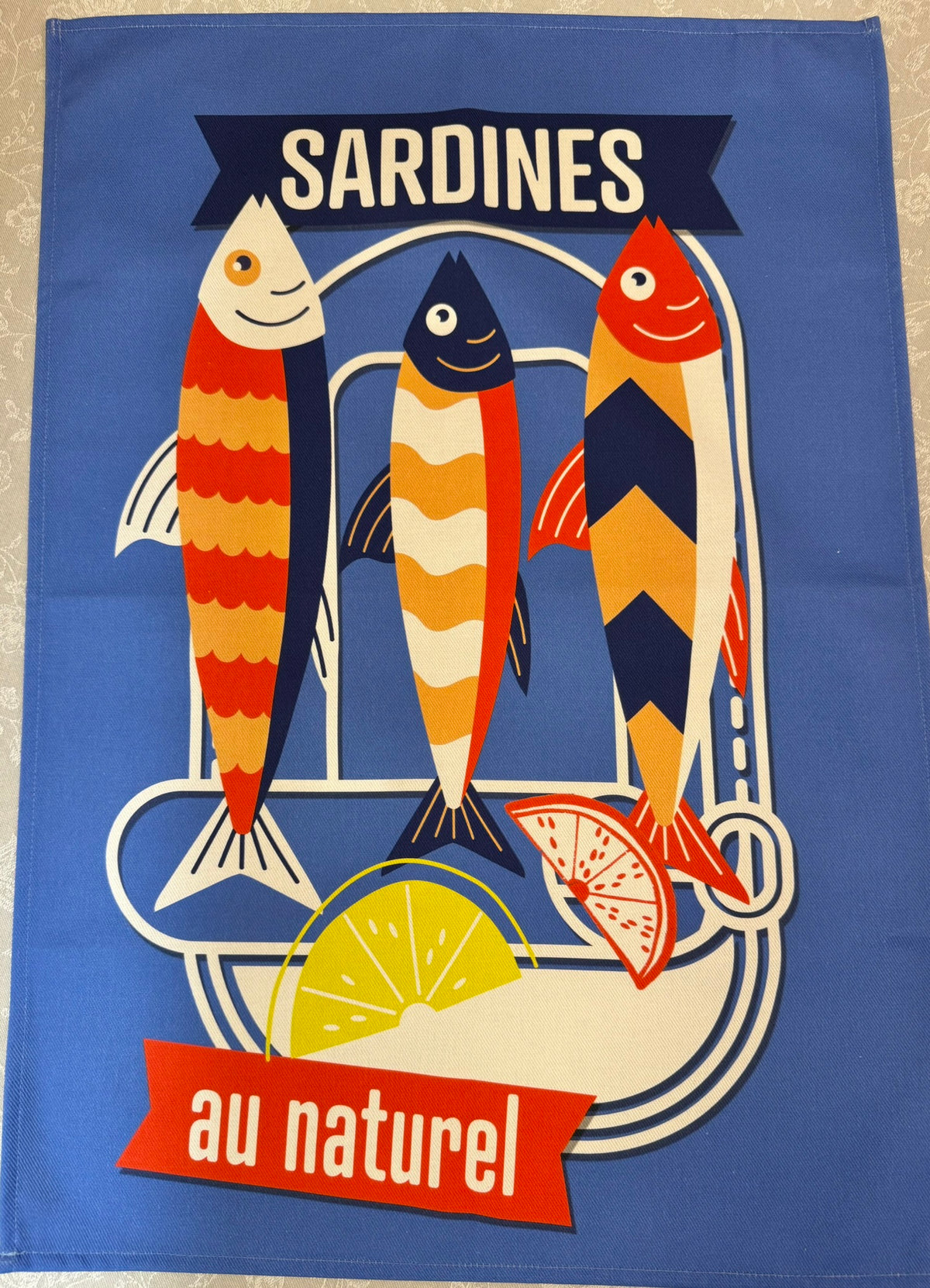 Cotton Tea Towel: "Sardines Au Naturel"