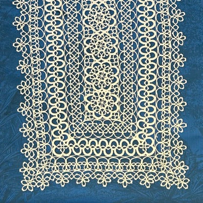 Tatted Cotton Runner - Creamy White Open Edge Rectangle