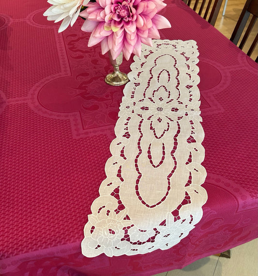 Hand Embroidered Cotton Table Runner